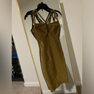 Wow Couture Olive green body con midi dress